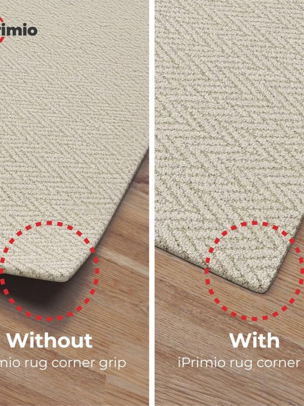 NeverCurl 4-Pack V Shape Rug Corner Grippers - Rug Gripper for Hardwood Floors a - Picture 6 of 7